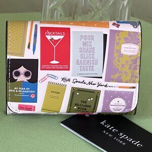 KATE SPADE PAGE TURNER CARD CASE TRIFOLD WALLET:NWT CREAM/MULTI